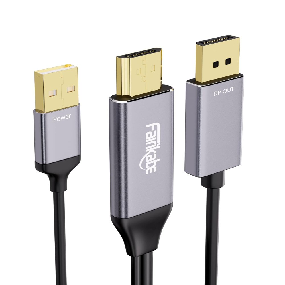 Cable HDMI a DisplayPort activo 4K@60Hz [6,6 pies/2 m, unidireccional], Fairikabe