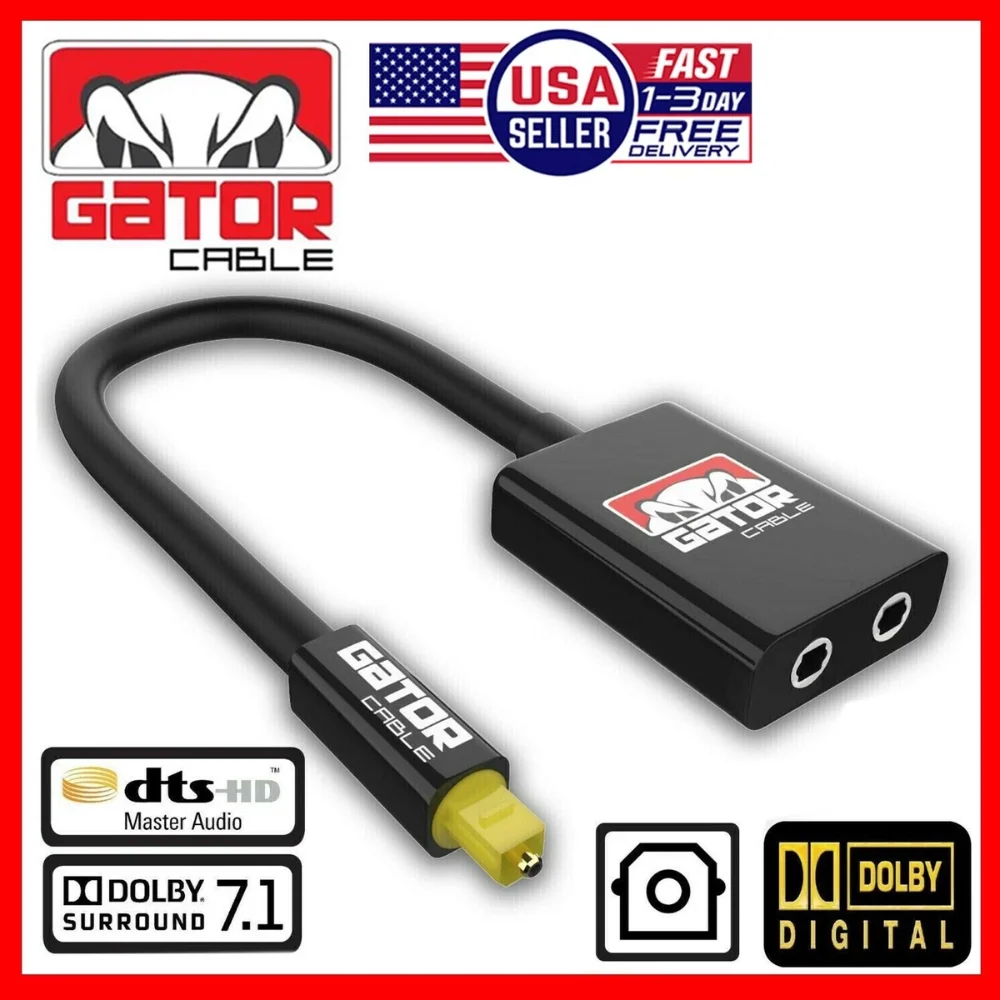 Splitter  divisor de audio óptica Toslink de doble puerto con 1 entrada y 2 salidas.