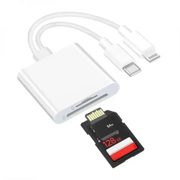LECTOR DE TARJETAS TIPO C 2 EN 1 TIPO C Y LIGTHNING