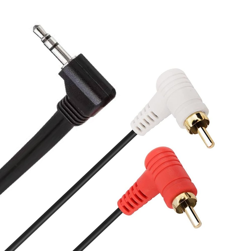 CABLE 3.5 ESTEREO A 2 RCA, 1M LARGO  PUNTAS EN ANGULO