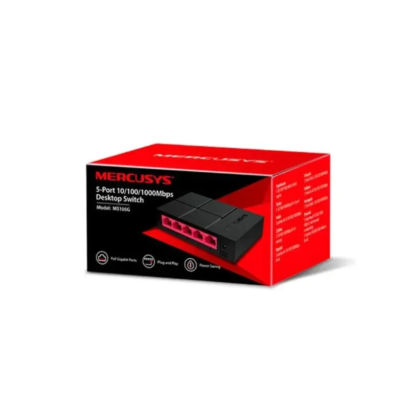 Switch 5 Puertos 10/100/1000 Mbps Mercusys P/Escritorio Ms105g A57838