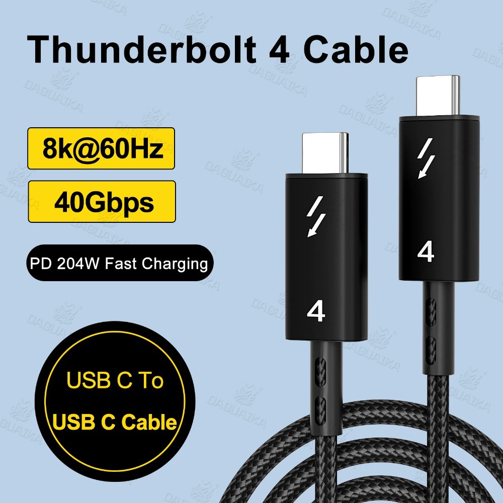 Cable coaxial Thunderbolt 4 de 1M USB4 tipo c a tipo c 40Gbps PD 240W Velocidad 8K