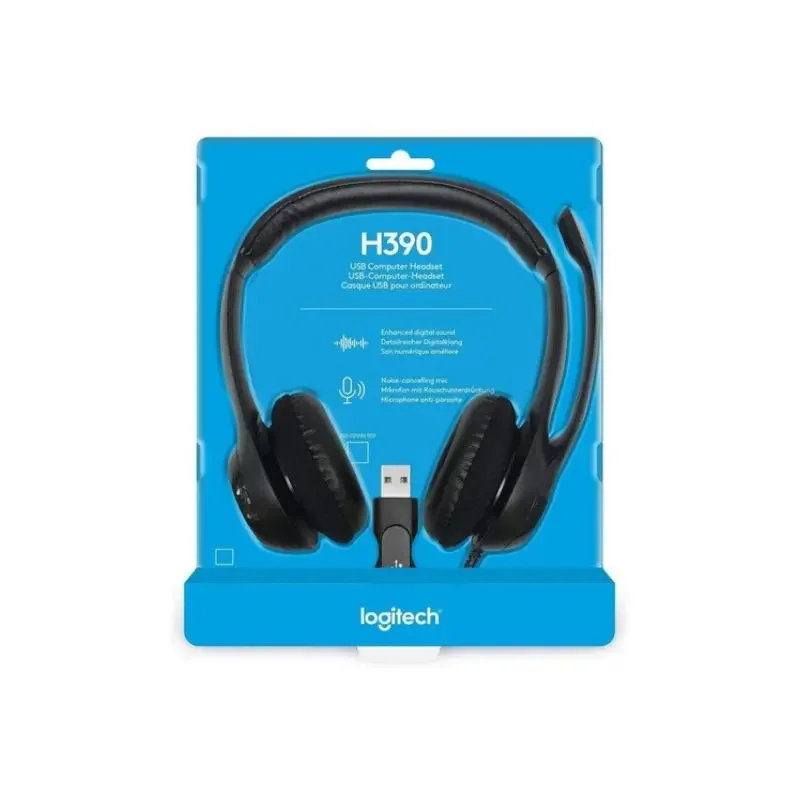 Audifono Logitech Estereo H390 Usb Neg C/Microfono A18269