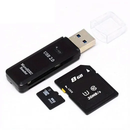 Lector de tarjetas  USB 2.0, lector/grabador USB 2.0 de alta velocidad con 2 ranuras para todas las tarjetas SD, SDHC, SDXC, Micro SD, Micro SDHC, Micro SDXC, color negro.