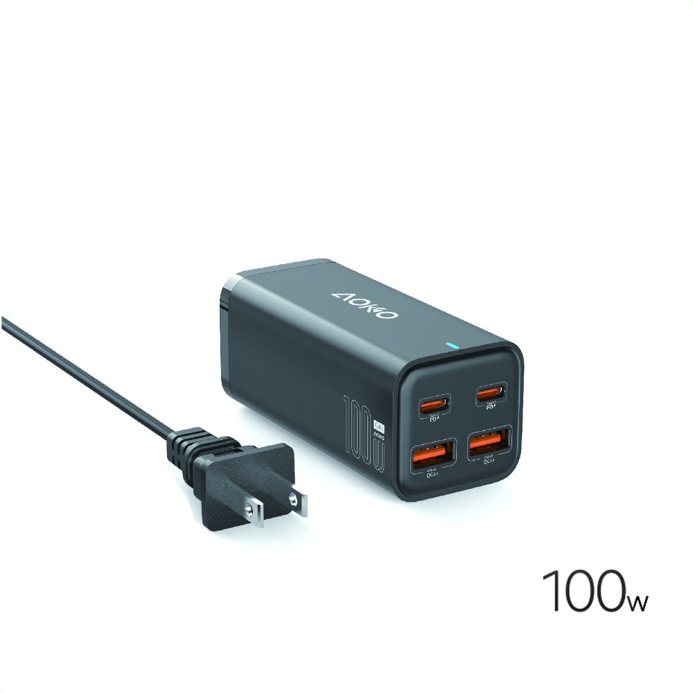 AOKO  Adaptador de carga de 100 W con dos puertos USB A y dos puertos USB tipo C. AT394