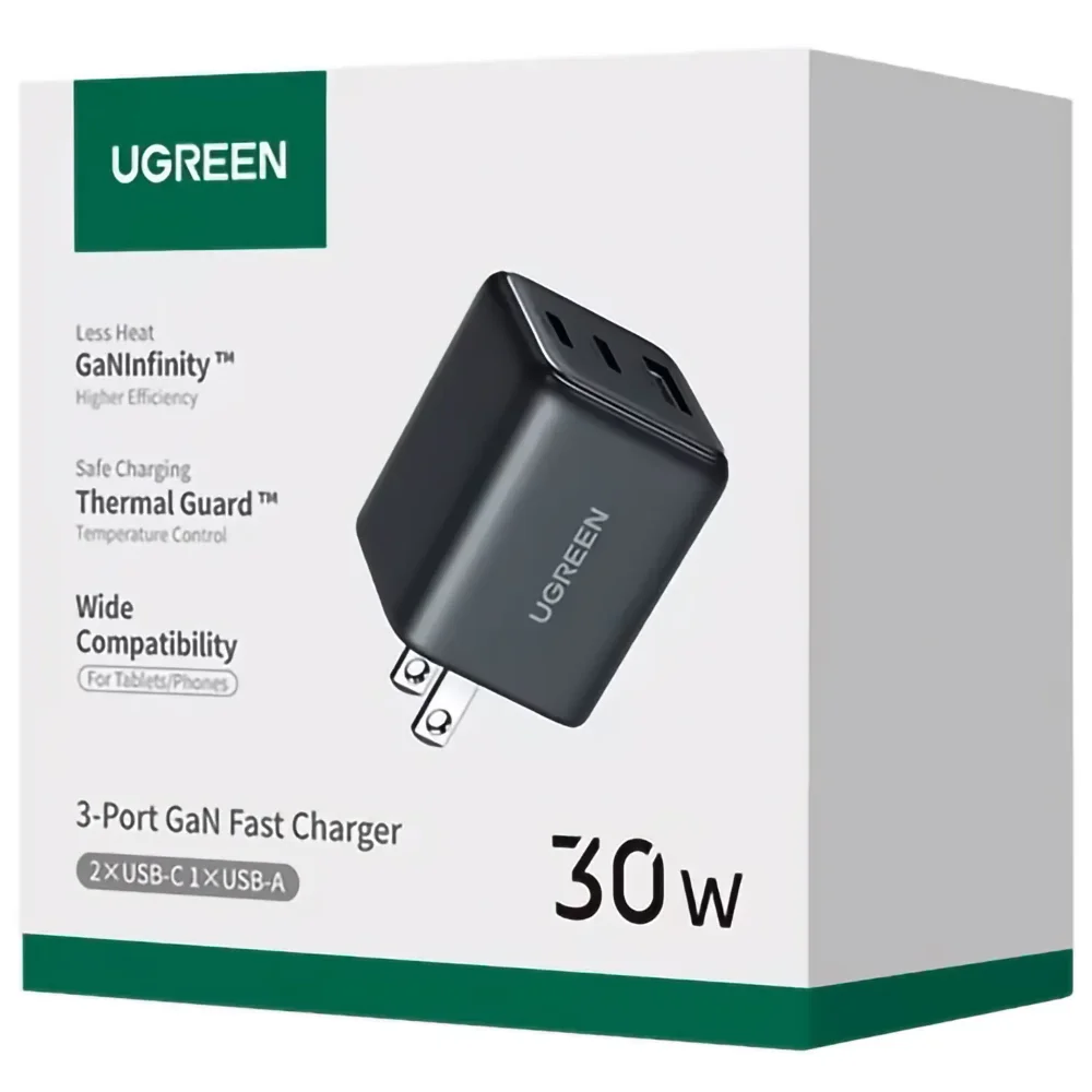 Cargador GaN II UGREEN 30 W USB C de 3 puertos X515 55537