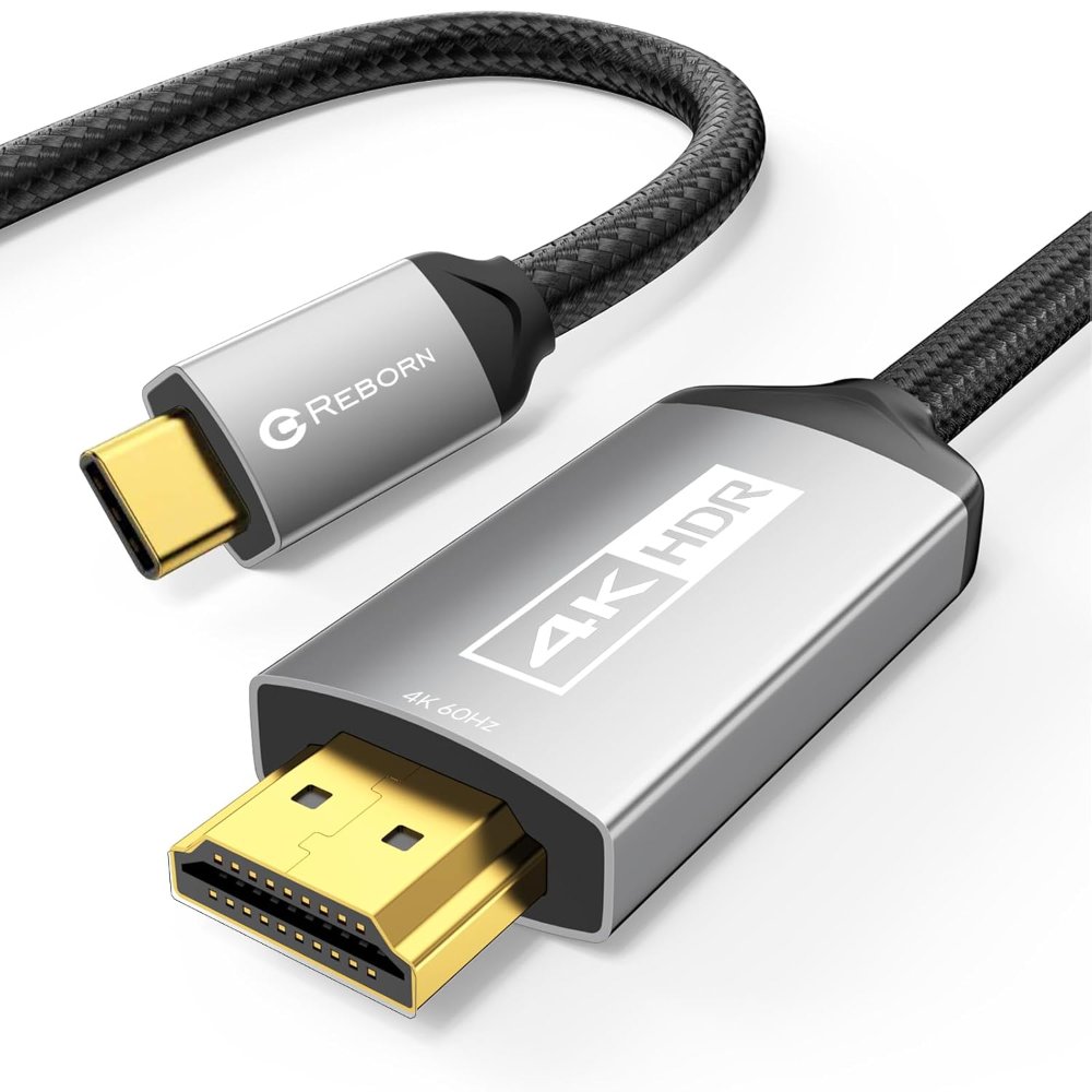Cable USB C a HDMI Reborn (4K@60Hz) de alta velocidad, 1,8 m (6 pies)
