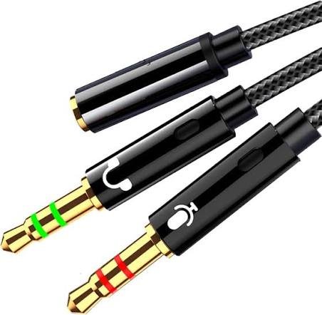 Divisor Audifonos y Microfono Cable Audio 2 en 1,