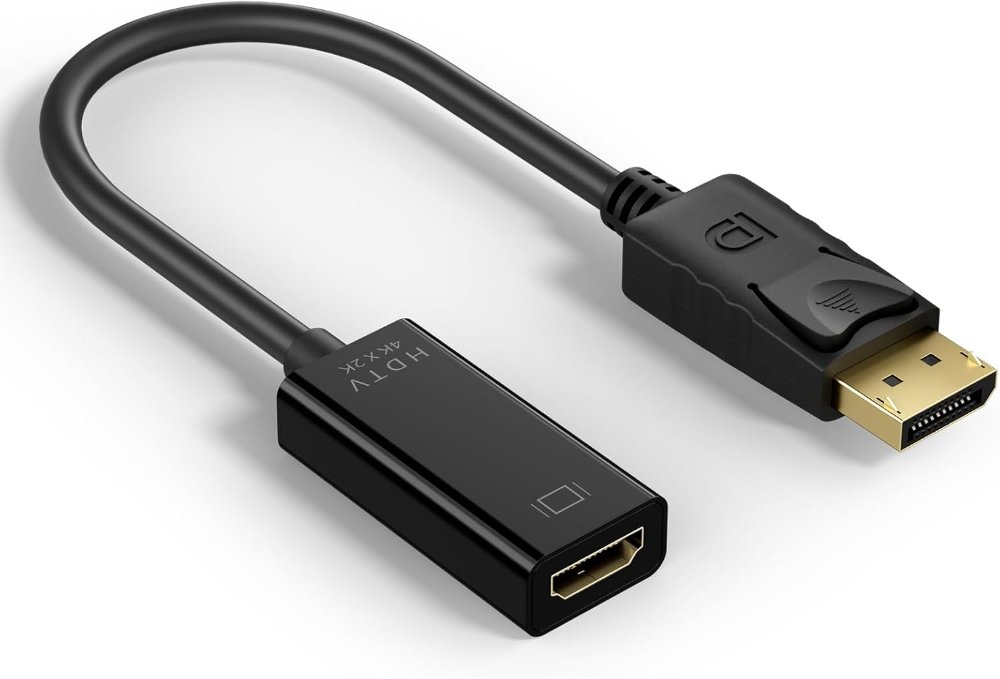 Adaptador DisplayPort 4K a HDMI, [PVC, carcasa de aluminio] (4K 30Hz, 1080p 120Hz) Convertidor DP a HDMI