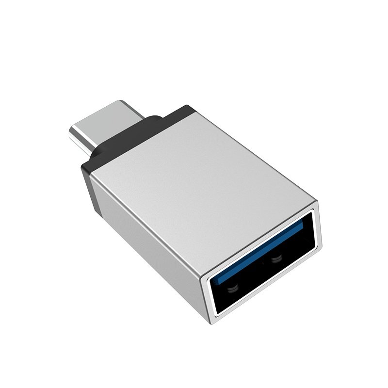 OTG USB-A a USB-C convertidor, compatible con USB 3.0, aluminio.