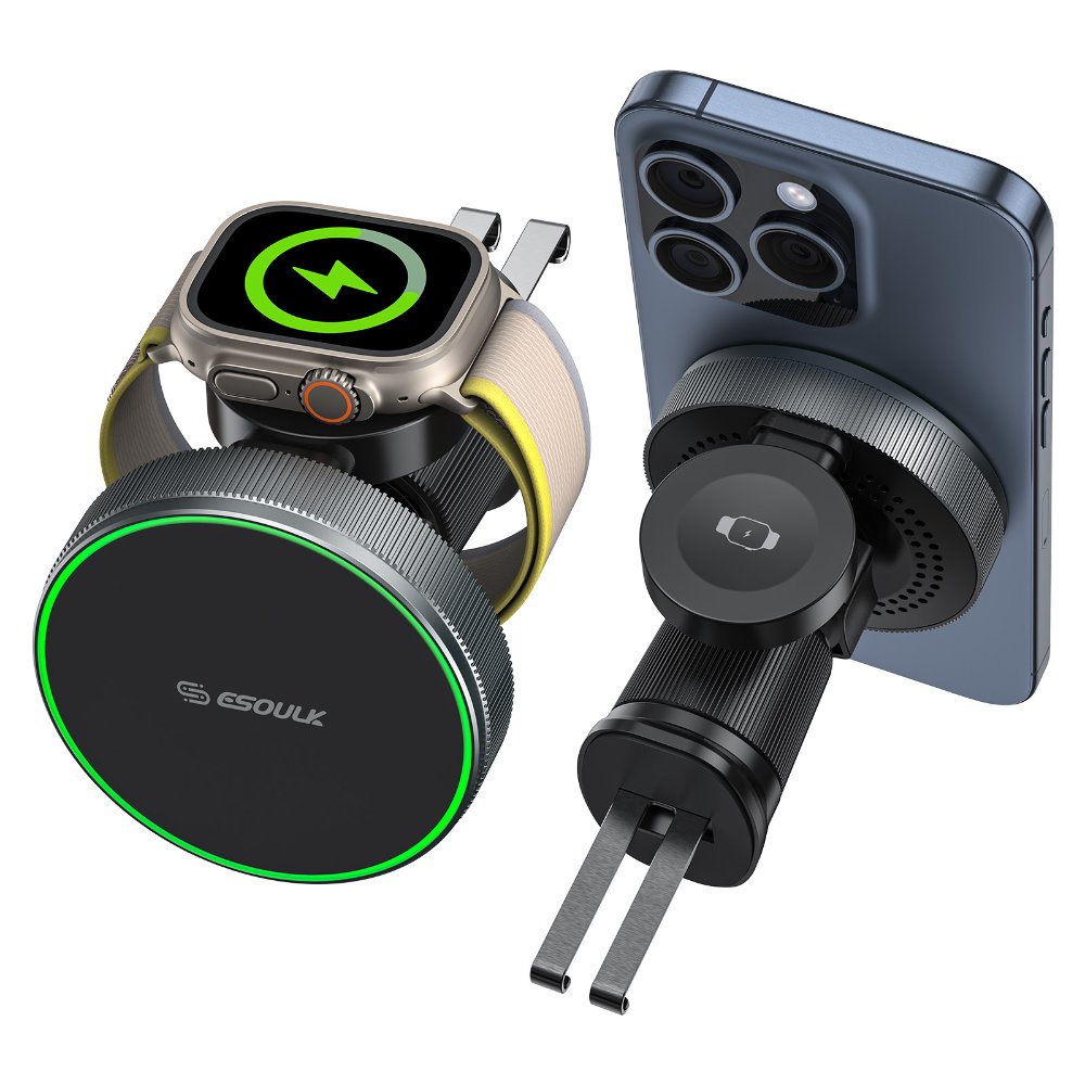 EK 6009BK ESOULK HOLDER y Cargador inalámbrico magnético para coche Esoulk 2 en 1