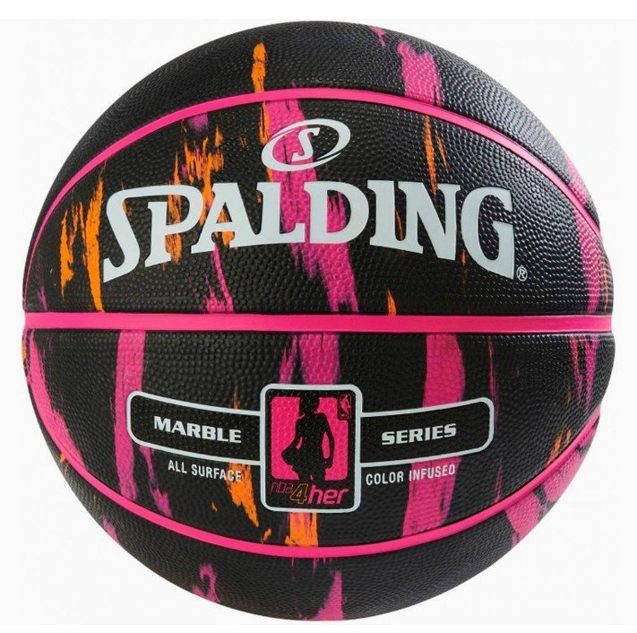 SPALDING NBA MARBLE 4HER NEGRO ROSA NARANJA