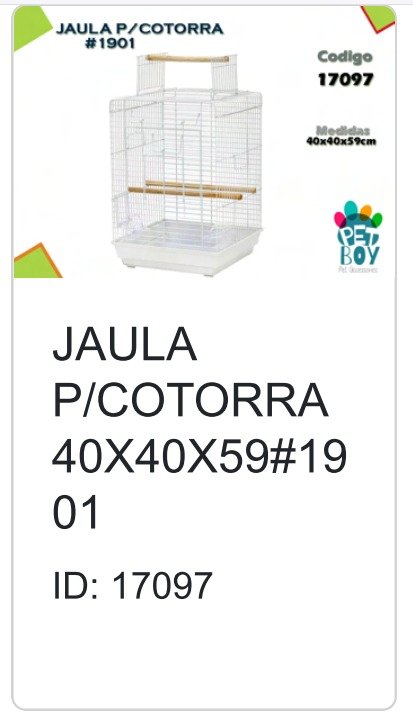 JAULA PARA COTORRA 40X40X59 #19
