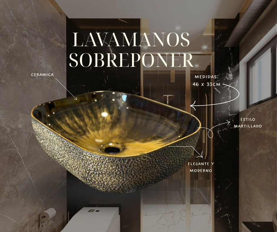 LAVAMANOS Y030 Negro con dorado 50x41
