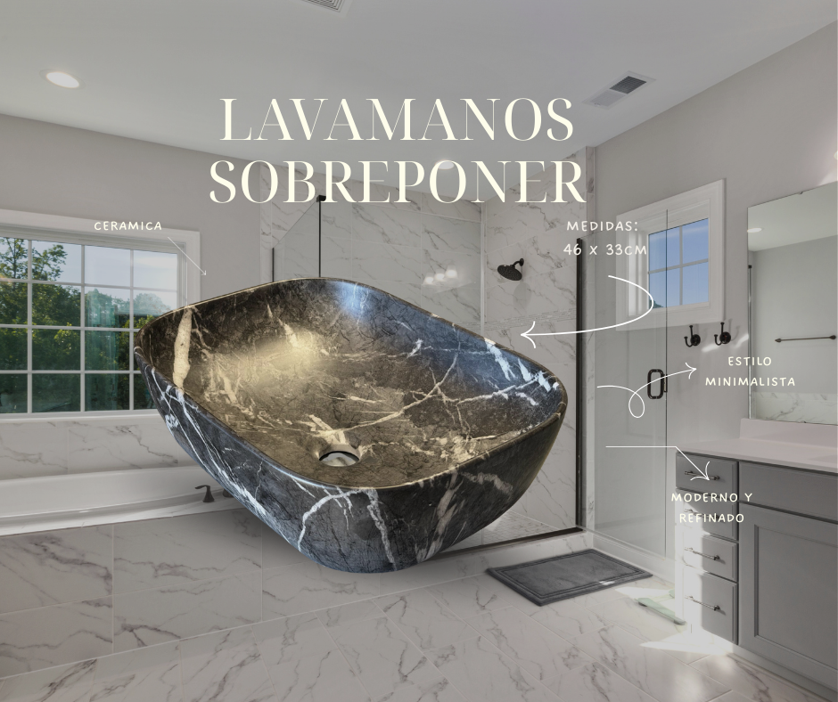 LAVAMANOS TY013 Gris marmoleado pequeño 46  x 33cm