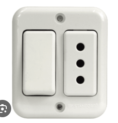 0100IA0349] INTERRUPTOR + ENCHUFE SOBRE PUESTO 9/12 10 AMPERES BLANCO ARIS MEC