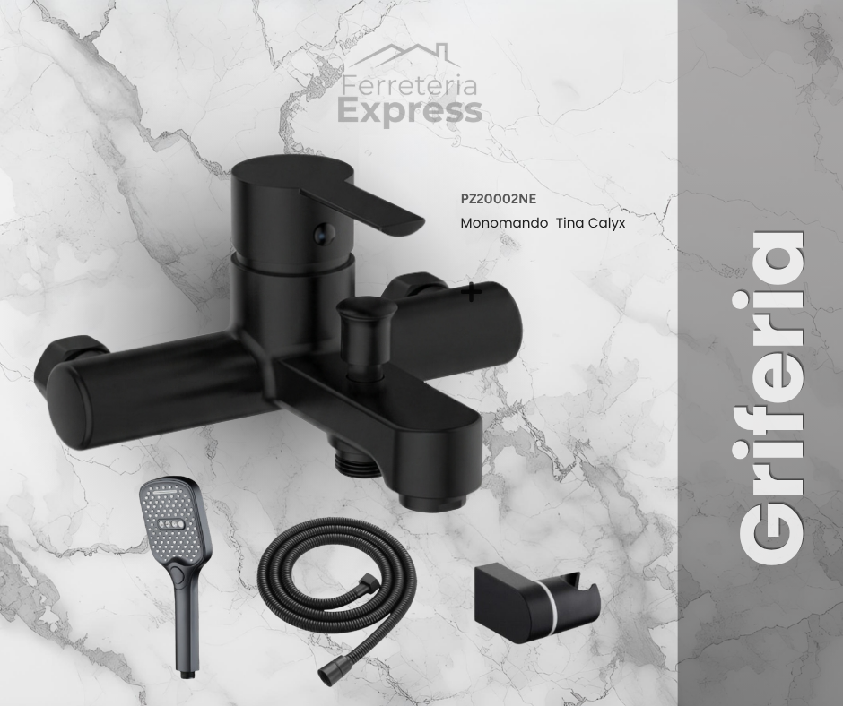 Monomando Tina Ducha Calyx Negra PZ20002NE