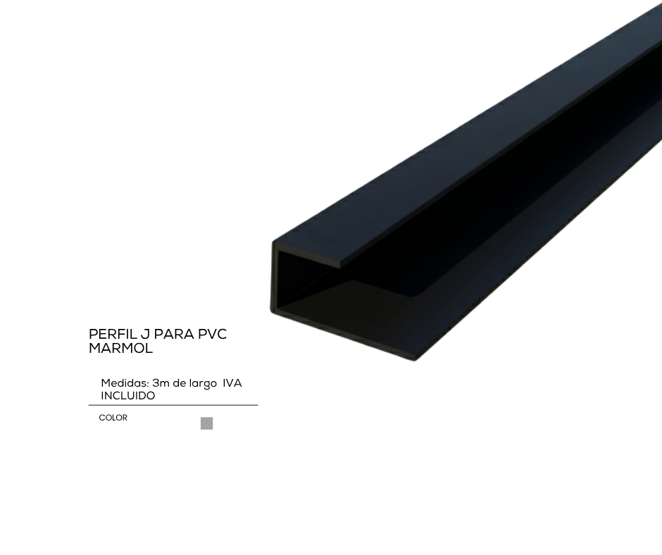 PERFIL J NEGRO ALUMINIO 2.50M
