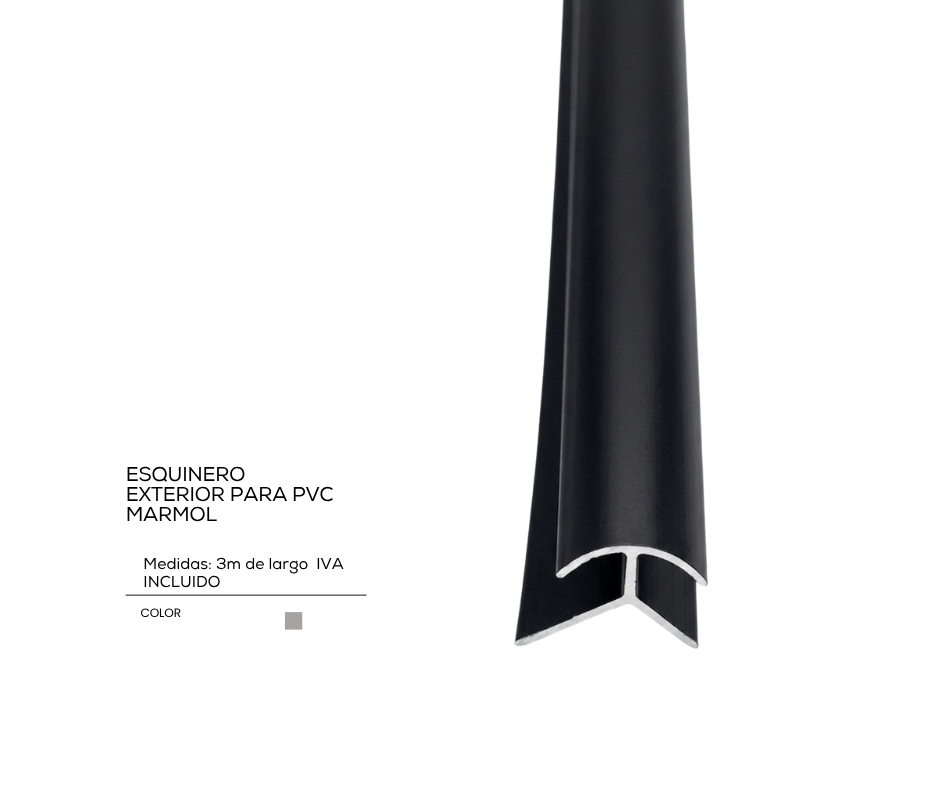 PERFIL ESQUINERO EXTERIOR NEGRO ALUMINIO