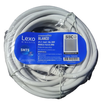 ALARGADORES LEXO 447001 Alargador Simple 10A 2P + T 5 Metros Blanco 1235930