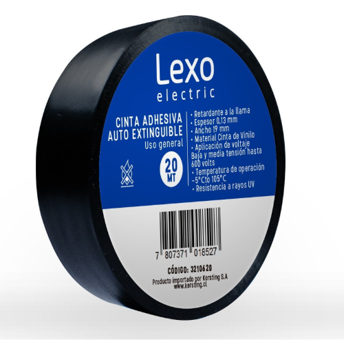 CINTA PVC NEGRA 19MM., 10MTS. LEXO3210530