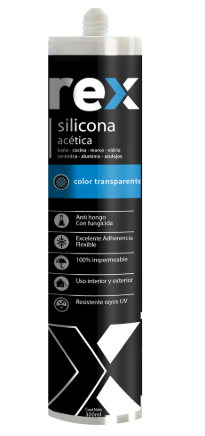 Silicona Acetica Rex Transparente Con Fungicida 300Ml334054