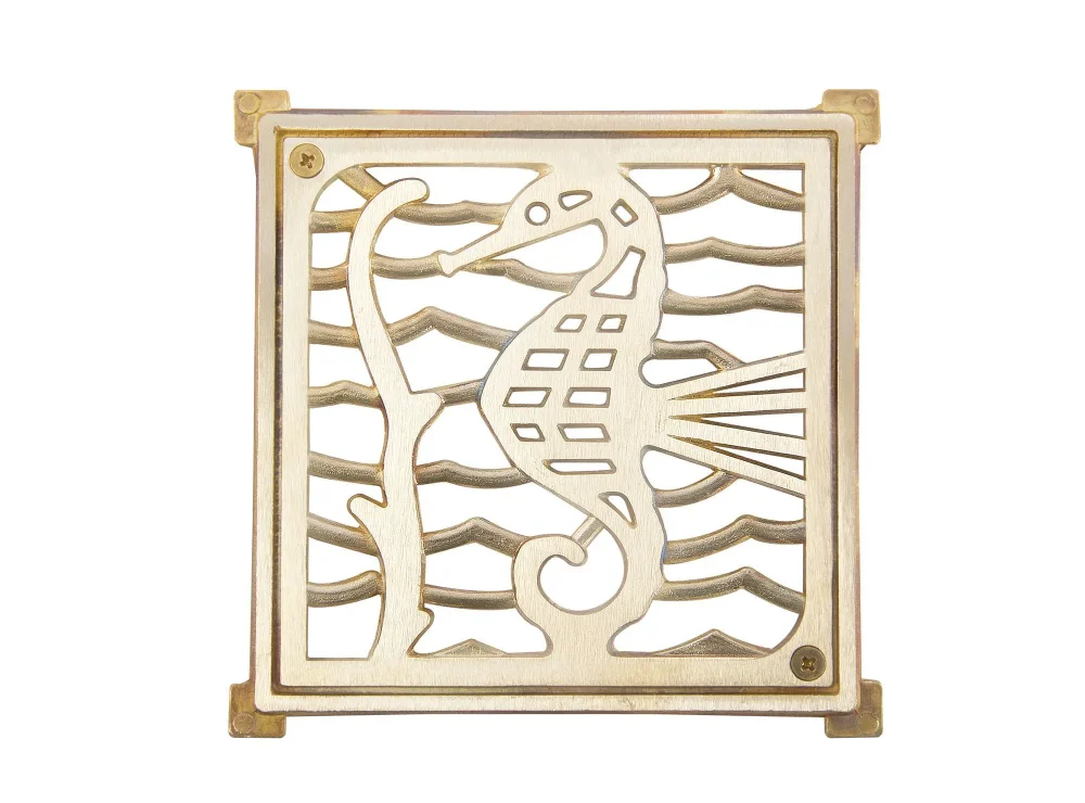 REJILLA PILETA CUADRADA BRONCE 100MM