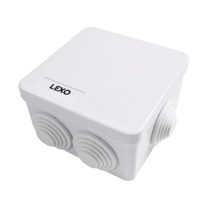 CAJA ESTANCA IP65, TERMOPLÁSTICO, CON 2 CONOS, 100X100X70MM. LEXO