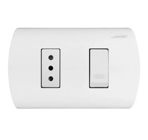 INTERRUPTOR + ENCHUFE EMBUTIDO 9/12 10 AMPERES BLANCO ARIS MEC