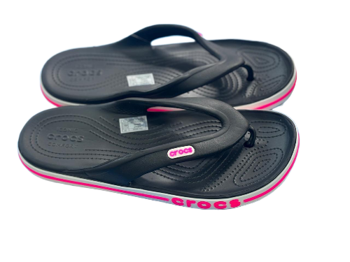 crocs tres puntadas negro-rosa