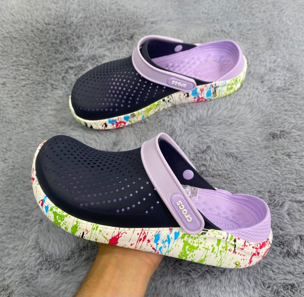 crocs lite ride azul-lila chispeada