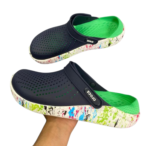 crocs lite ride azul verde suela chispeada
