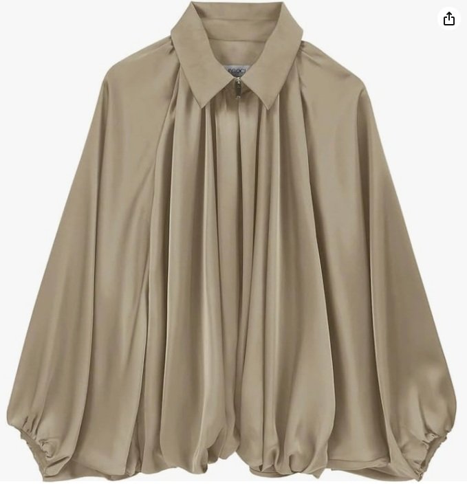 Satin Puffed Bomber Jacket Oversized Batwing BEIGE TALLA M