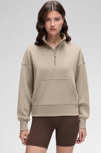 CRZYOGA SoftAura Half Zip Pullover Sweatshirt - Oak / L