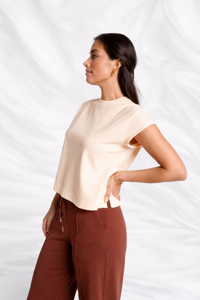 Camiseta ROLLED SLEEVE Calia color Peach Shervet Talla L