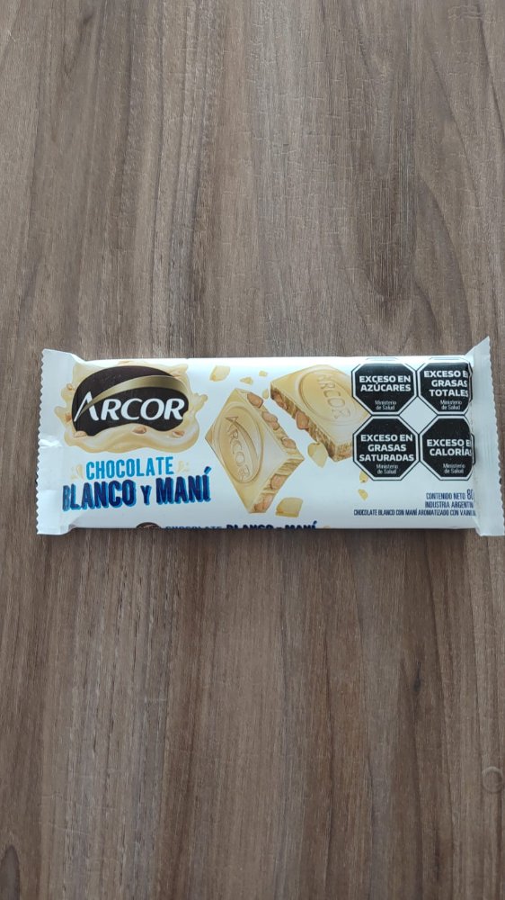 CHOCOLATE ARCOR BLANCO Y MANI 80G