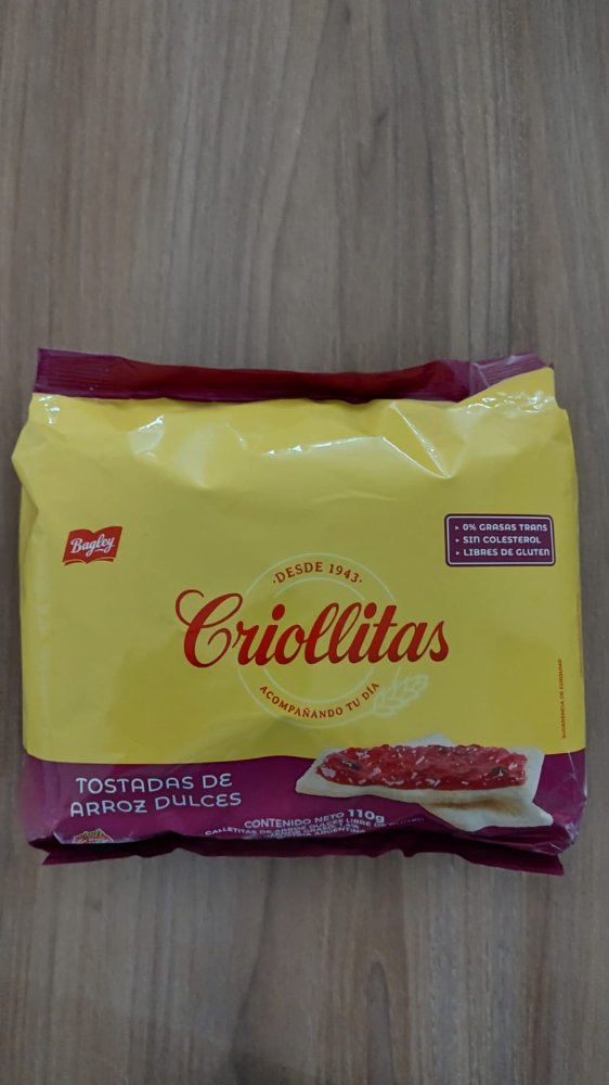 Galletas TOSTADAS DE ARROZ DULCES CRIOLLITAS 110G