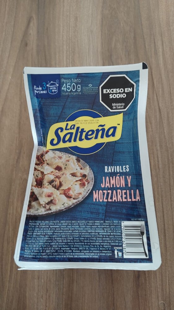RAVIOLES JAMON Y MOZZARELLA LA SALTEÑA 450G