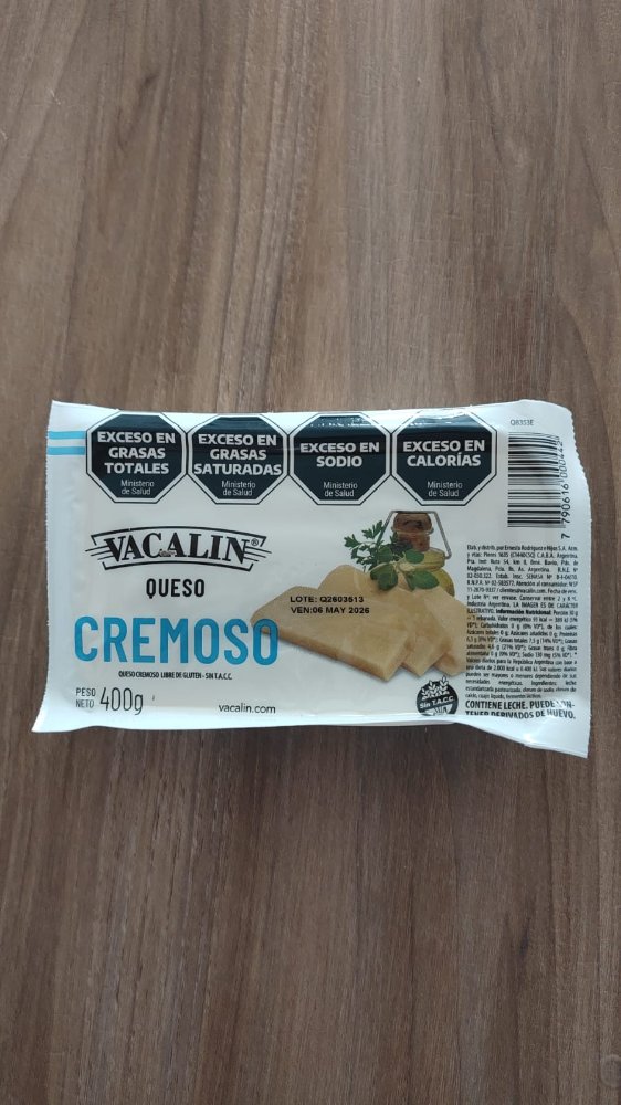 Fiambrería QUESO CREMOSO VACALIN 400G
