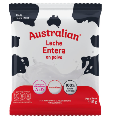 Leche australian bolsa 110 gramos