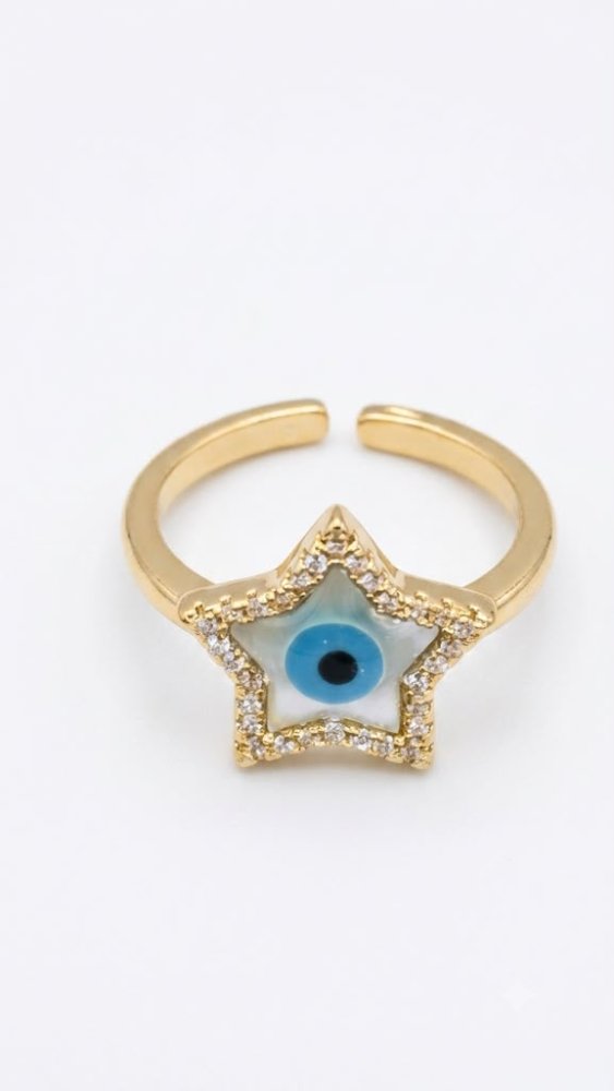 Anillo ojo turco base de estrella - star eye