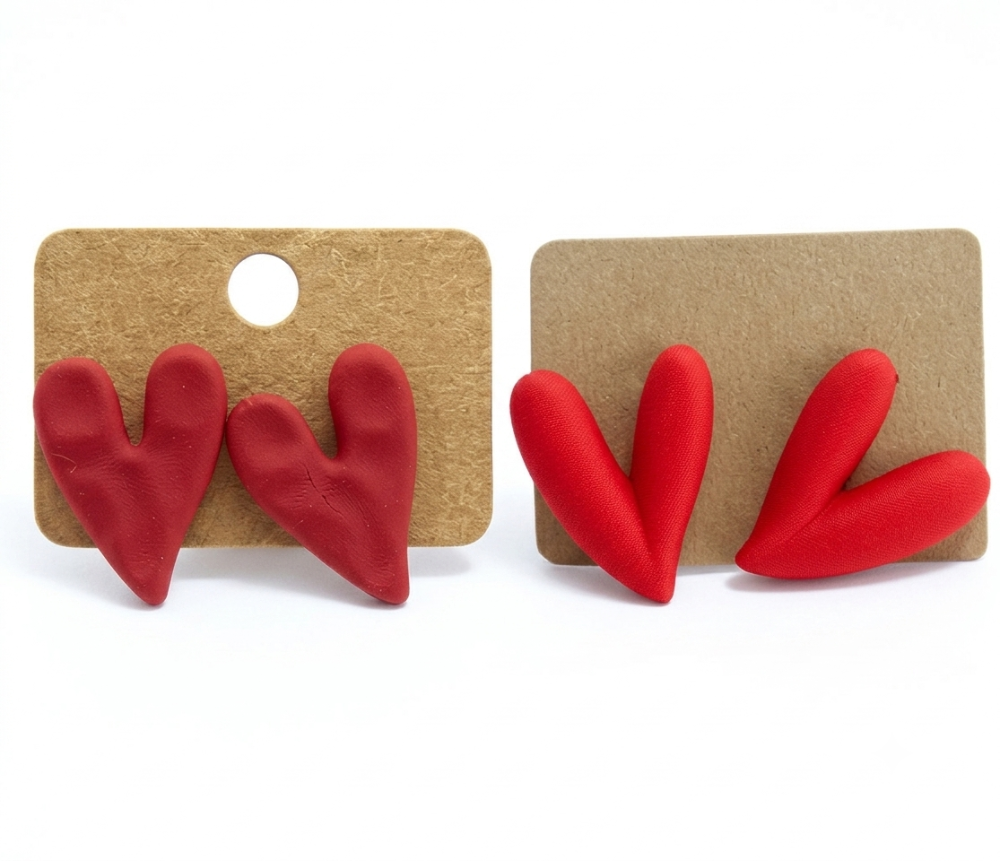 Little red heart - Zarcillos de corazón rojo