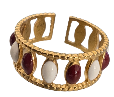Anillo de cadeneta rojo con blanco - white red