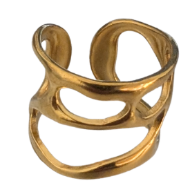 anillo dorado asimetrico - wavy grande