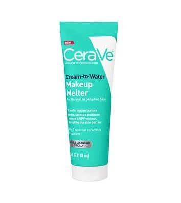 CeraVe Derretidor de maquillaje de crema a agua con escualano y ceramidas, limpiador facial para eliminación de maquillaje y doble limpieza e hidratación 48 horas
