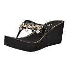 Guess Sandalias Sutton de cuña para mujer, charol negro 001