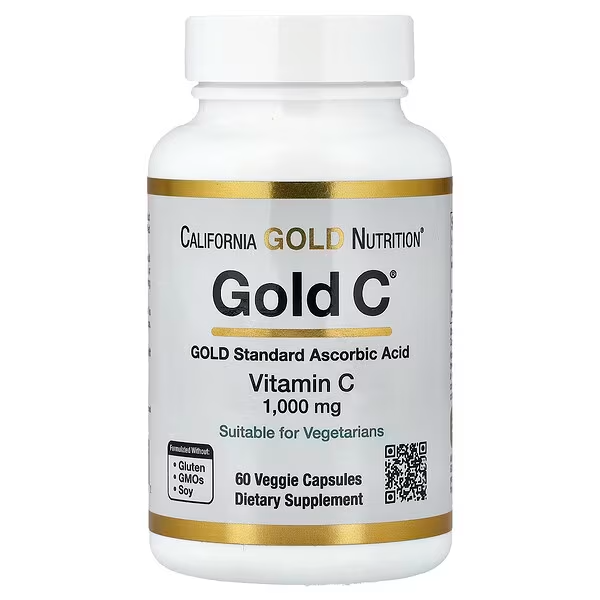 California Gold Nutrition, Gold C, Vitamina C verificada por la Farmacopea de EE. UU. (USP), 1000 mg, 60 cápsulas vegetales