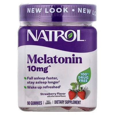 Natrol, Melatonina en gomitas, Fresa, 90 gomitas (5 mg por gomita)