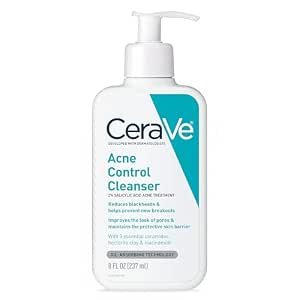 CeraVe Limpiador Facial para Tratamiento del Acné, Limpiador de Ácido Salicílico con Arcilla Purificadora, Niacinamida y Ceramidas, Control de Poros y Removedor de Puntos Negros, 8 Onzas