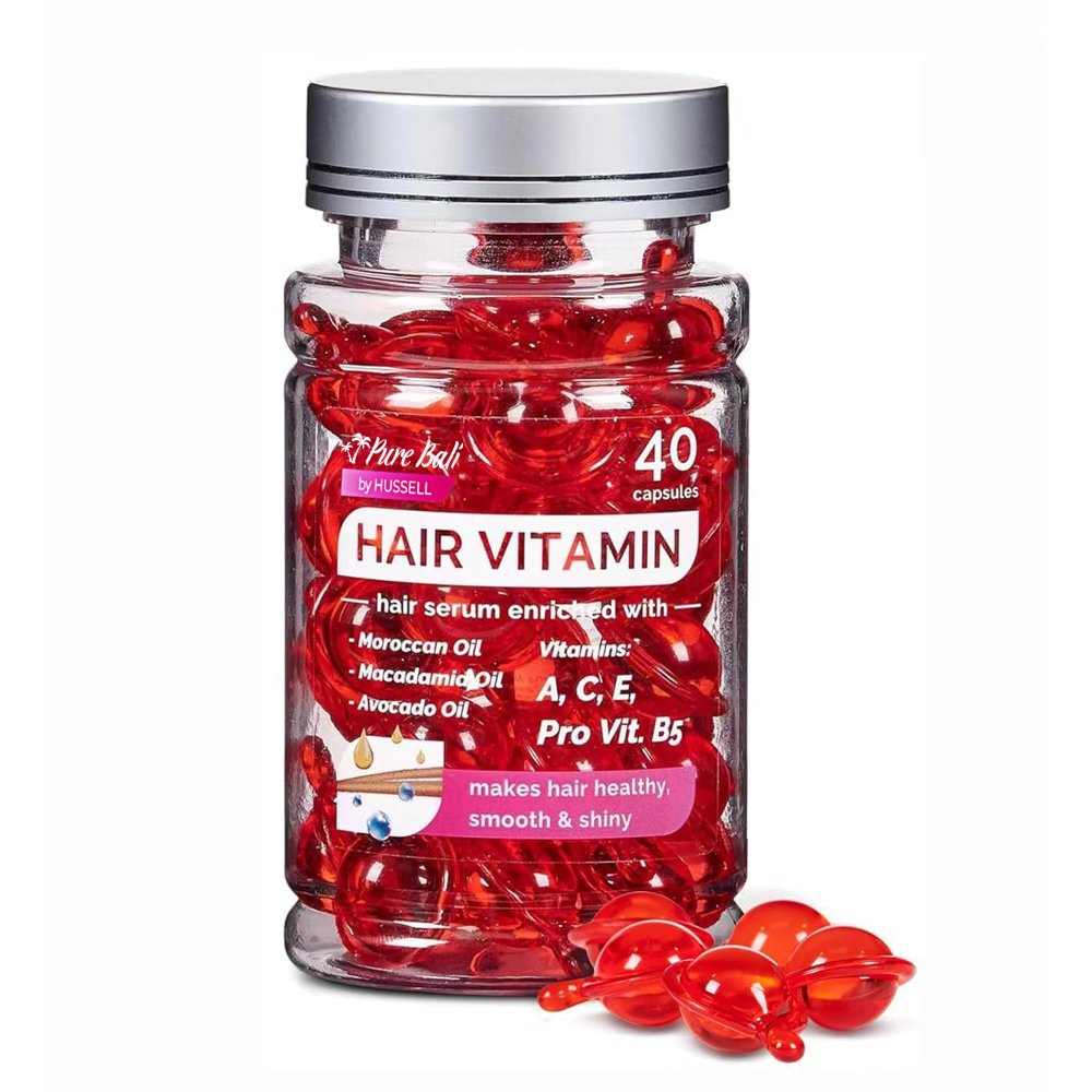 Cápsulas de aceite vitamínico para el cabello - Suero para el cuidado del cabello sin enjuague con aceite de argán, macadamia y aguacate, vitaminas A, E y pro B5 - Brillo para el cabello